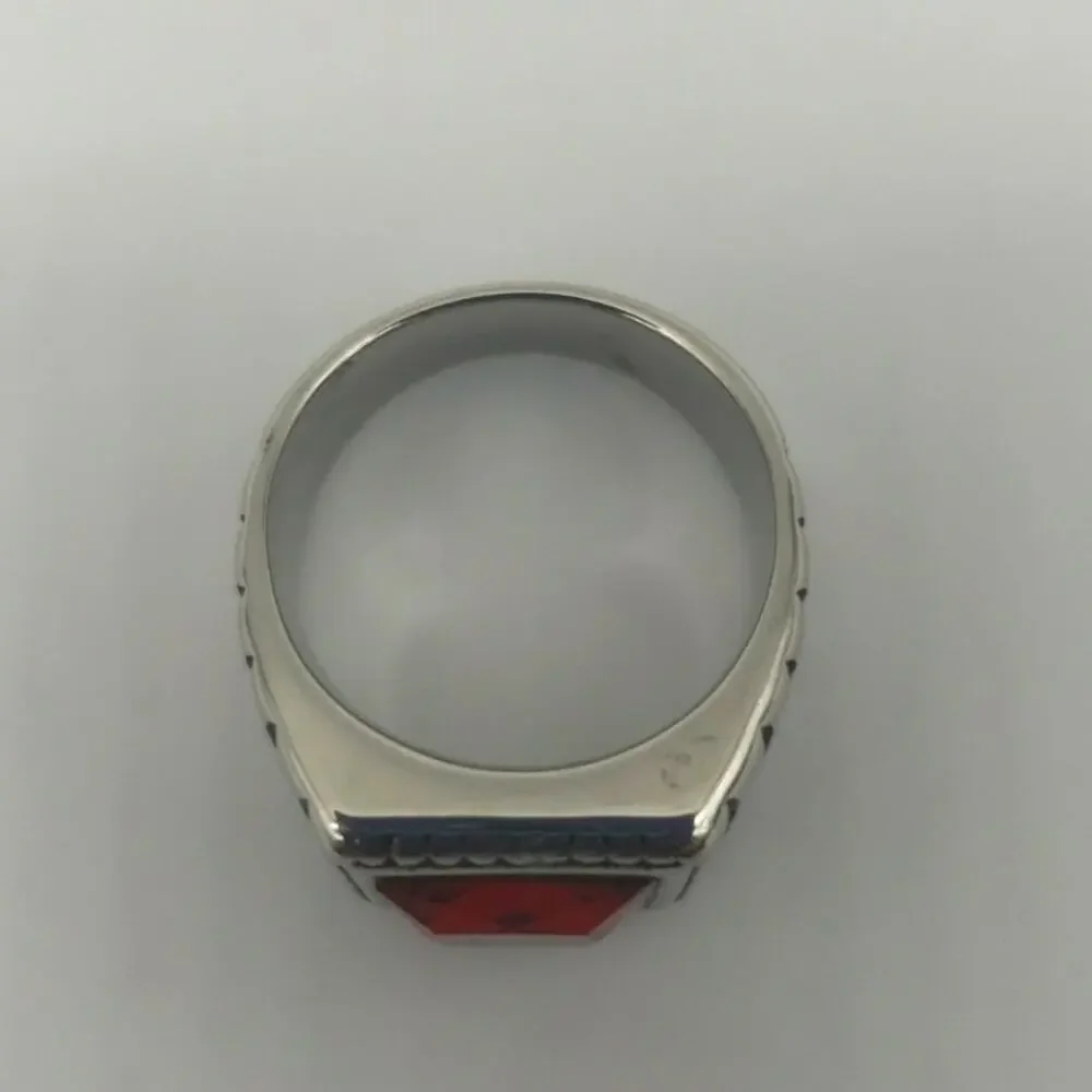 Red Cubic Zirconia Handmade Men's Ring Size 9 NWT
